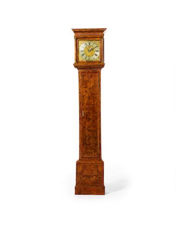A Month Going Long Case Clock In An Associated Walnut Case by 
																	Thomas Tompion