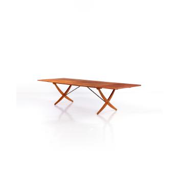 Table de salle à manger - grand modèle Teck, chêne et laiton by 
																			 Andreas Tuck