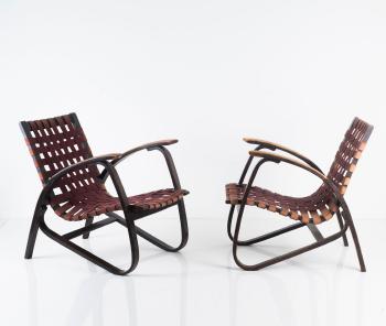 Pair of armchairs c. 1949 by 
																			 Jiri Vanek