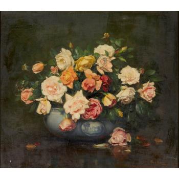 Still Life of Roses by 
																			Andrew Law