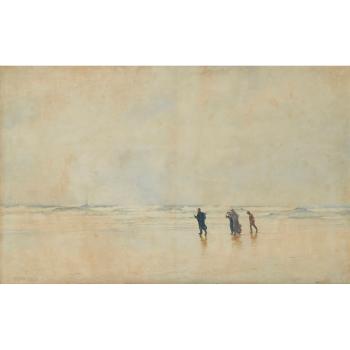Windy Walk on the Beach by 
																			Ernest Dade