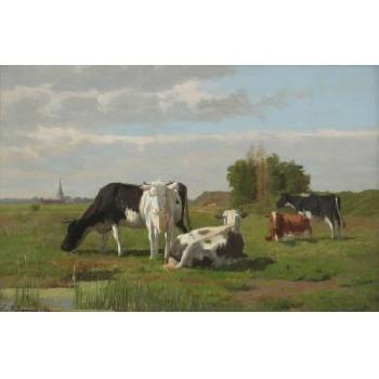 Koeien in een landschap by 
																	Emile van Damme-Sylva