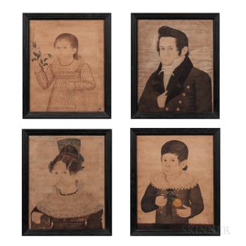Portraits of a Man, Woman, Boy, and Girl by 
																			 Mr Wilson