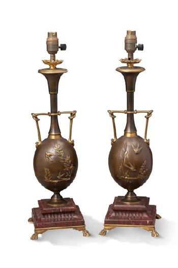 Paire De CandéLabres En Bronze à Deux Patines. by 
																	Henry Cahieux