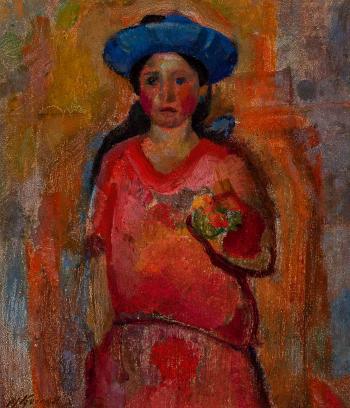 Girl With Blue Hat by 
																	Herman Kruyder