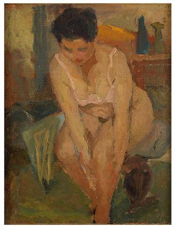 Sitting woman by 
																			Amleto de Santis