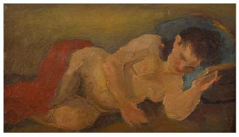 Nude lying by 
																			Amleto de Santis