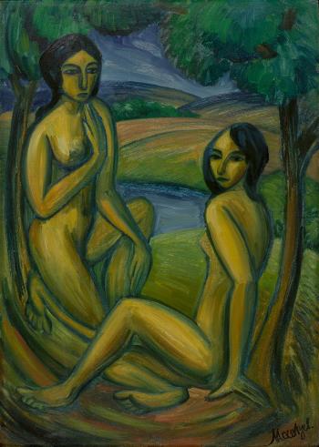 Zwei Weibliche Akte Unter Bäumen by 
																	Emil Maetzel