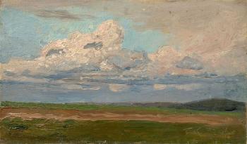 Gewitterwolken über weiter Landschaft by 
																			Friedrich Kallmorgen