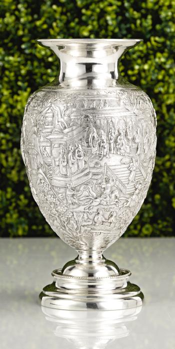 A Chinese export silver vase by 
																	 Wang Hing