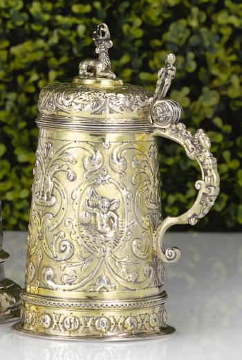 A Hungarian silver-gilt tankard by 
																	Jeremias Jekel of Brasso