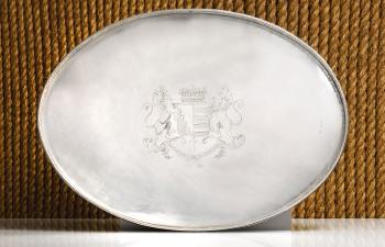 A George III silver tray by 
																	 Nathaniel Smith & Co.