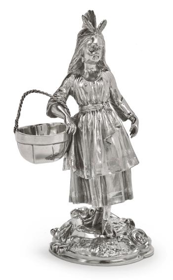 A Victorian silver salt in the form of a Indian maiden by 
																	 R & S Garrard