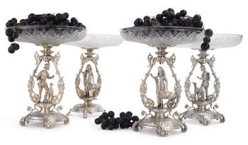 A set of four Victorian silver romantic figural Dessert Stands by 
																	 E & E Emmanuel