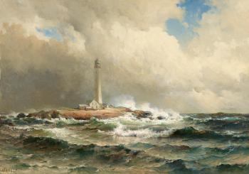 After The Gale Boone Island Light House Maine by 
																	Mauritz Frederik Hendrick De Haas