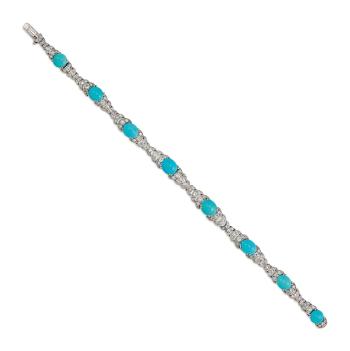 Early 20th Century Turquoise And Diamond Bracelet Janesich by 
																	 Janesich