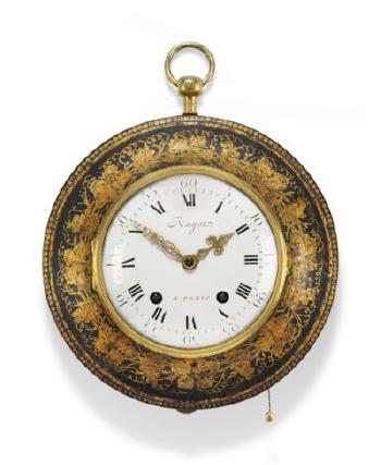 A Directoire Tole-peinte Striking Cartel Clock by 
																	 Ragot