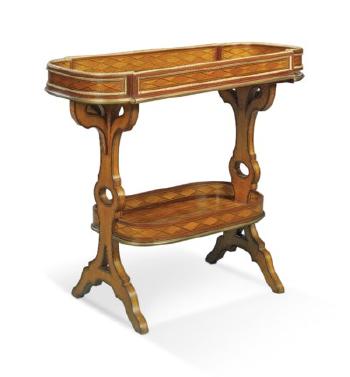 A Louis Xviii Ormolu-mounted Sycamore, Amaranth and Ebony-banded Parquetry Table Tricoteuse by 
																	Jean Henri Riesener