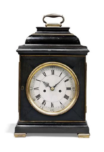 A George III Gilt-Brass-Mounted Ebonised Striking Table Clock by 
																	John Ellicott