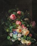 Still life with dewy roses and bindweed by 
																			Carl Vilhelm Balsgaard