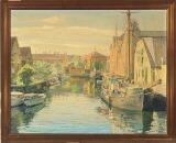 Canal View from Copenhagen with ships by 
																			Robert Panitzsch