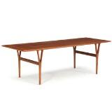 Rectangular coffee table of mahogany with Y-shaped legs by 
																			Helge Vestergaard-Jensen