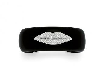 A Diamond and Jet 'Lips' Bangle Bracelet by 
																	 Enigma Co