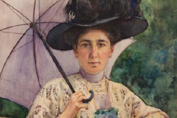 Portret kobiety w kapeluszu by 
																			Aleksander Augustynowicz