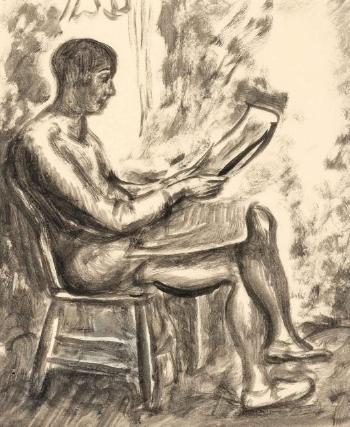 Woman In Chair Reading, 1927 by 
																	Wanda Gag