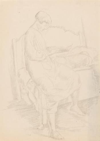 Woman Reading, Man Lying On Bed, 1924 by 
																	Wanda Gag