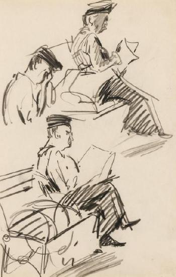 Study Of Men Reading by 
																	George Luks