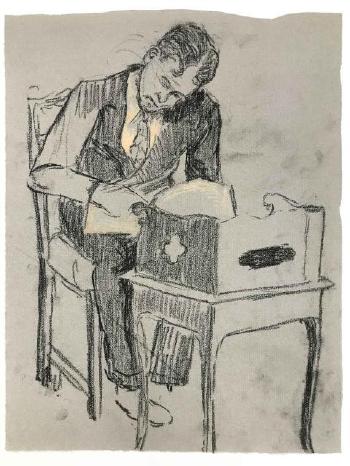 Man Reading At Desk by 
																	Edmund Quincy