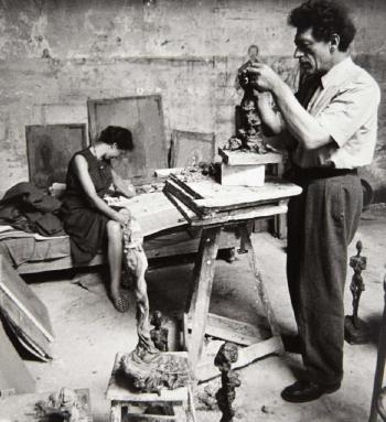 Alberto and Anette Giacometti in his Paris Studio, 1954 by 
																	Alexander Liberman