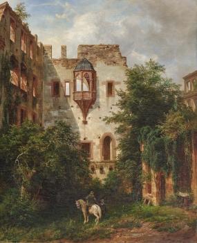In the Courtyard of the Heidelberg Castle by 
																	Carl Ludwig Fahrbach