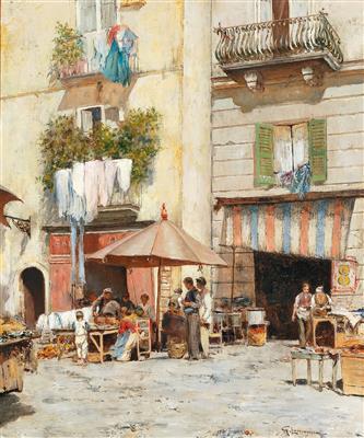 Street scene in Naples by 
																			Giuseppe Lamonica