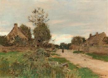 A village landscape by 
																			Eugen Jettel
