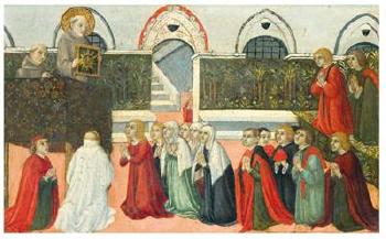 The Preaching of Saint Bernardino by 
																	 Sano di Pietro