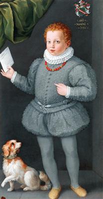 Portrait of a Boy with a Dog, Possibly a Member of the Albergati Family by 
																			 Bolognese School
