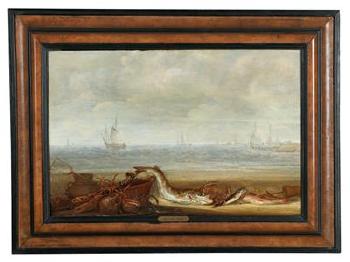 A Seascape with Fish and Lobster on the Beach by 
																			Jan van Kessel