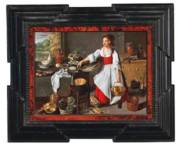 A Kitchen Interior with a Servant by 
																			 Antwerp School