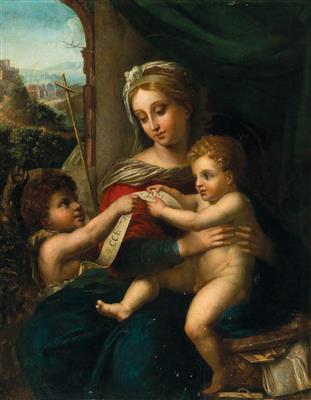 Madonna and Child with the Infant Saint John the Baptist by 
																			 Raphael