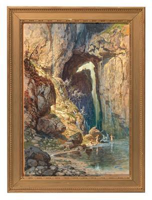 Bathers at a waterfall by 
																			Georg Janny