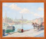 Canal Scene From Copenhagen With The Old Stock Exchange (Børsen) And Christiansborg by 
																			Robert Panitzsch