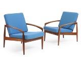 A Pair Of Rosewood Easy Chairs by 
																			 Magnus Olsen