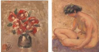 (1) Camellia; (2) Nude by 
																	Hiroatsu Takata