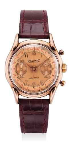 A Fine Pink Gold-Plated Stainless Steel Chronograph Wristwatch With Split Seconds And Tachymeter Scale by 
																	 Eberhard & Co.