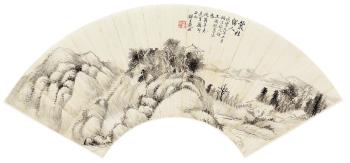 Landscape, Excerpt Of Yuan Mei's Essay In Running Script by 
																	 Xu Guangqing