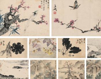 Flower Bird and Landscape by 
																	 Zhang Jixin