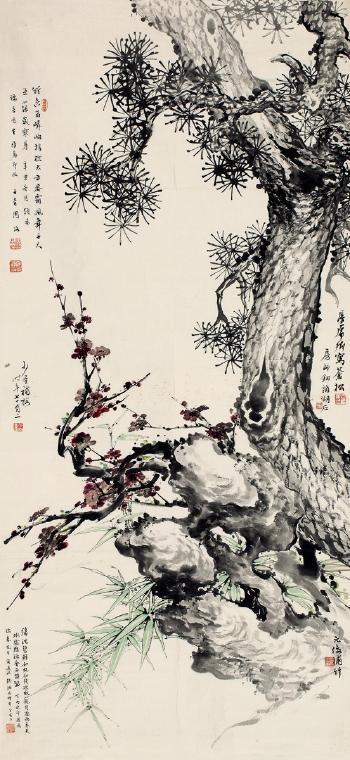 Pine Bamboo and Prunus by 
																	 Fang Shidian