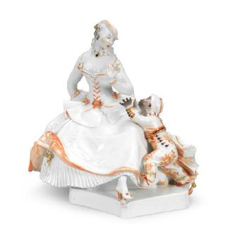 A Meissen Lady With A Page Boy by 
																	Paul Scheurich